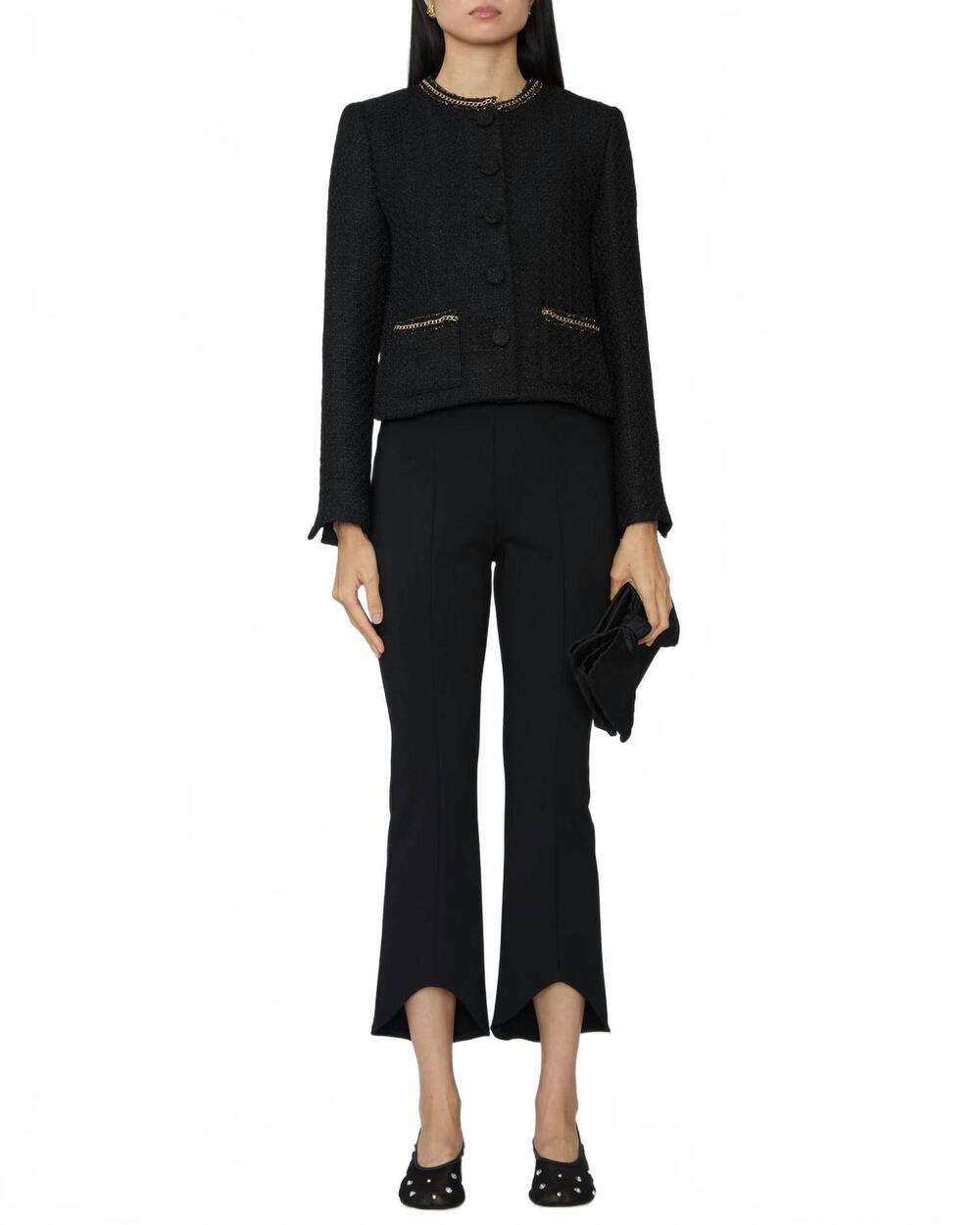 NEW DREW jenn collarless blazer in black/gold